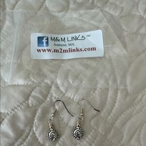 Elegant Spiral Earrings in Silver and Black by